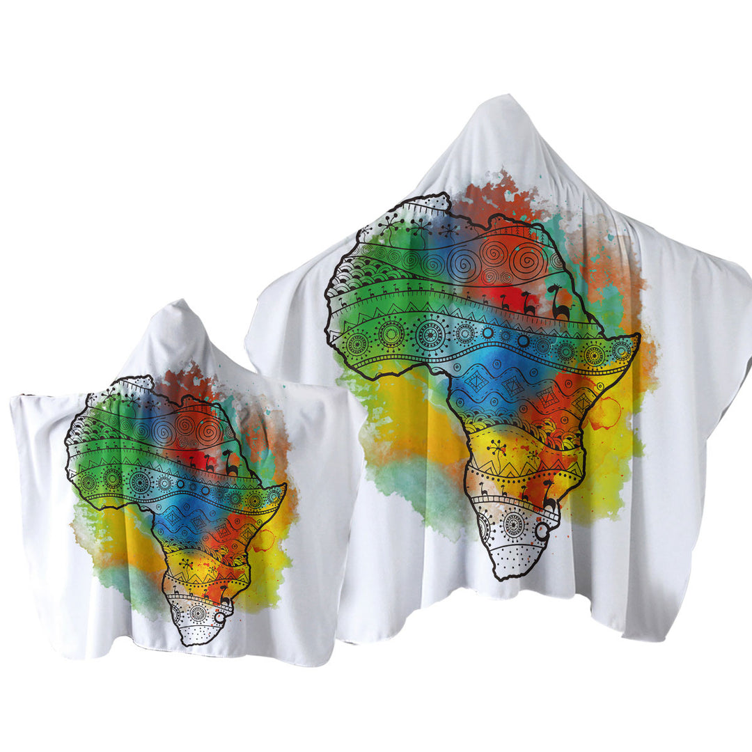 Africa Silhouette over Colorful Stain Towel Hoodie
