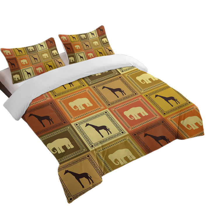 African Elements Elephants and Giraffes Twin Duvet Covers