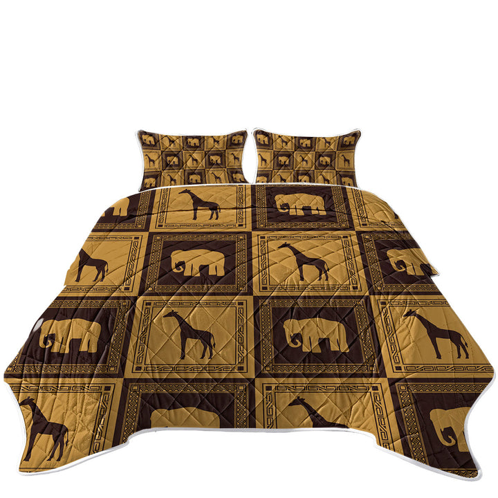 African Tiles Elephants and Giraffes Coverlets