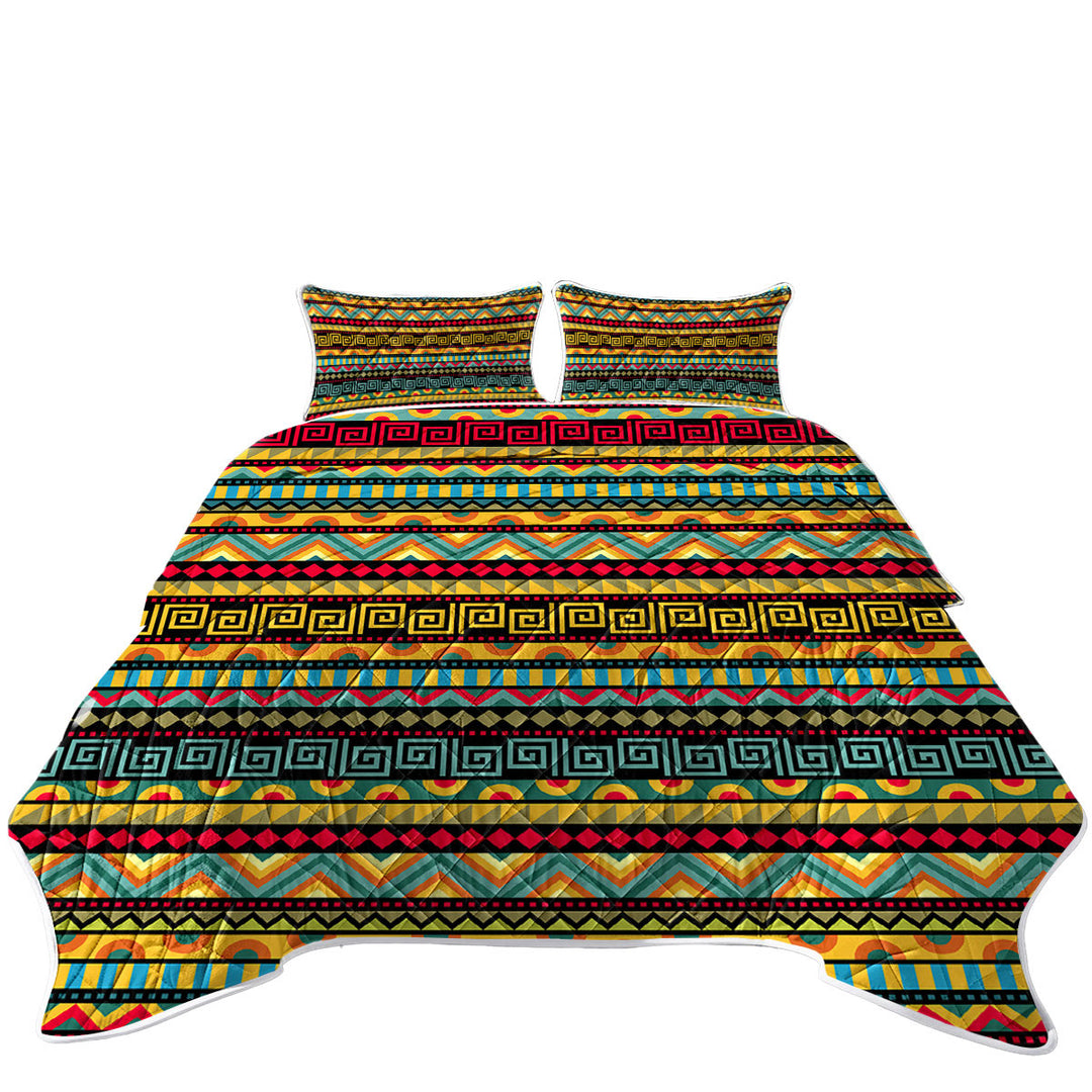 African Vibes Striped Pattern King Size Quilt