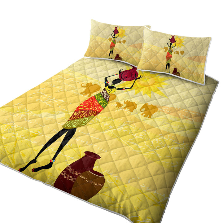 African Woman and an Elephant Parade Daybed Covers Sets