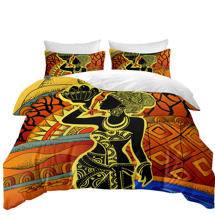 African Woman in Black and Yellow Daybed Covers Sets
