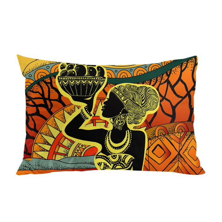 African Woman in Black and Yellow Pillow Cases