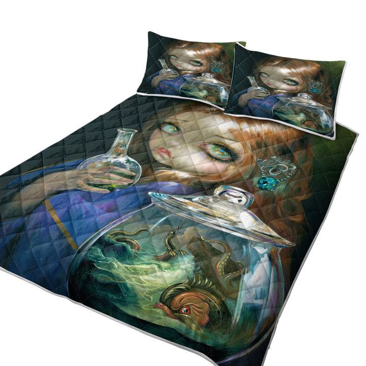 Alchemical Girl Microcosm Sea Monsters the Kraken King Size Bedspreads
