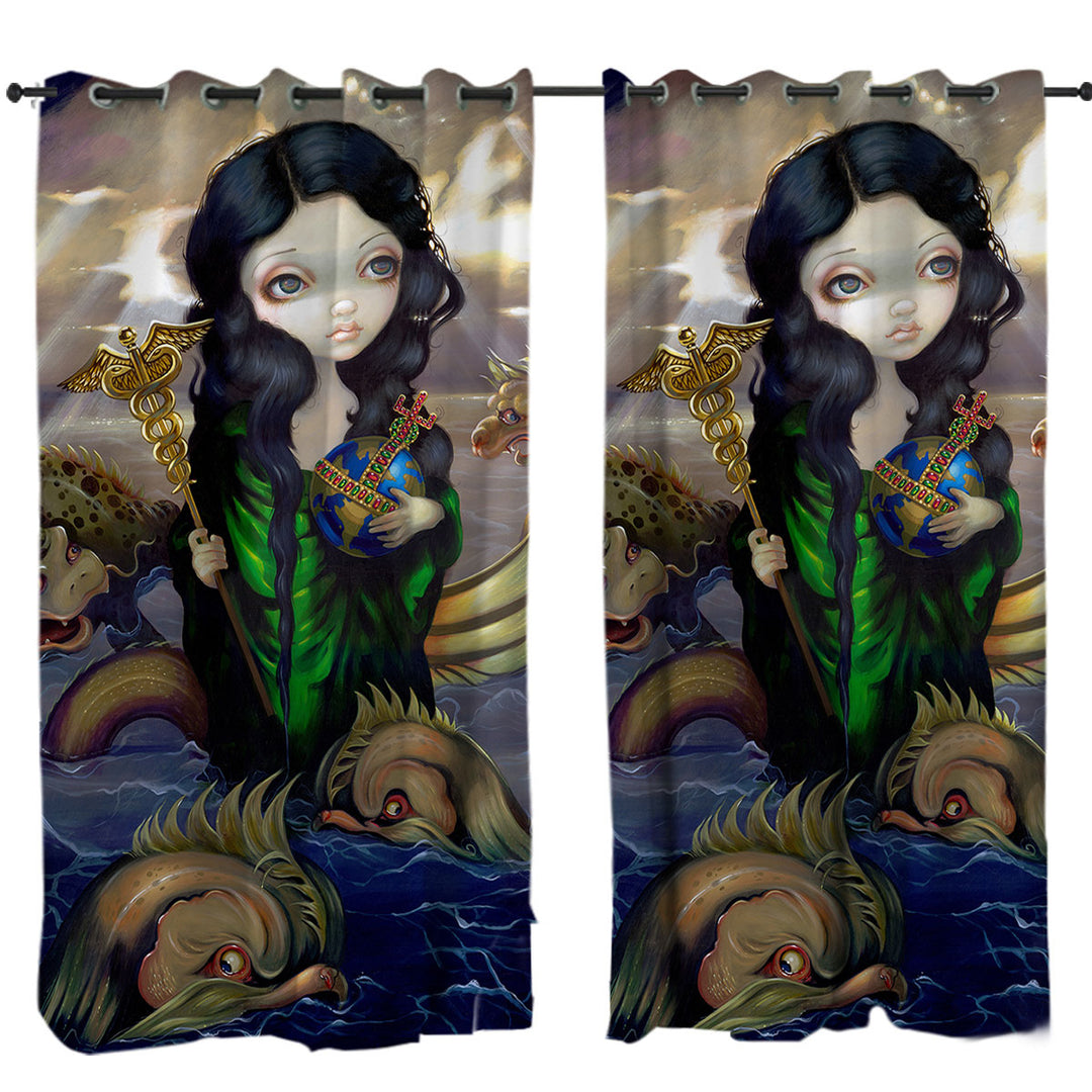 maidens and monsters Alchemical Seas Sea Maiden and Monsters Spirits Curtain – Handful of Prints