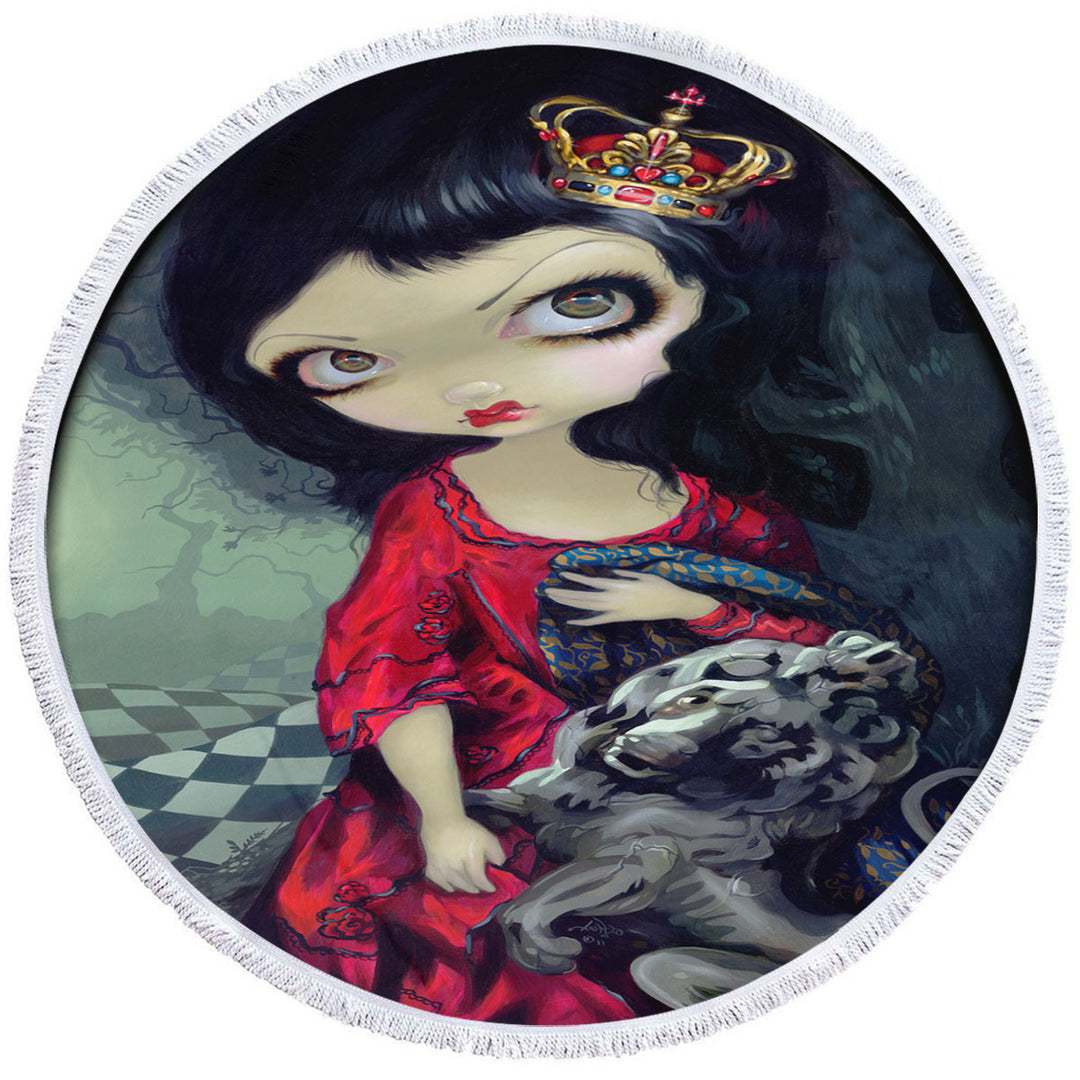 Alice Fairytale Painting Looking Glass Red Queen Beach Towel