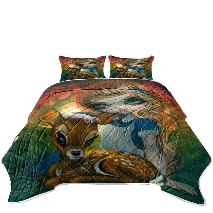 Alice and the Fawn Deer King Quilt