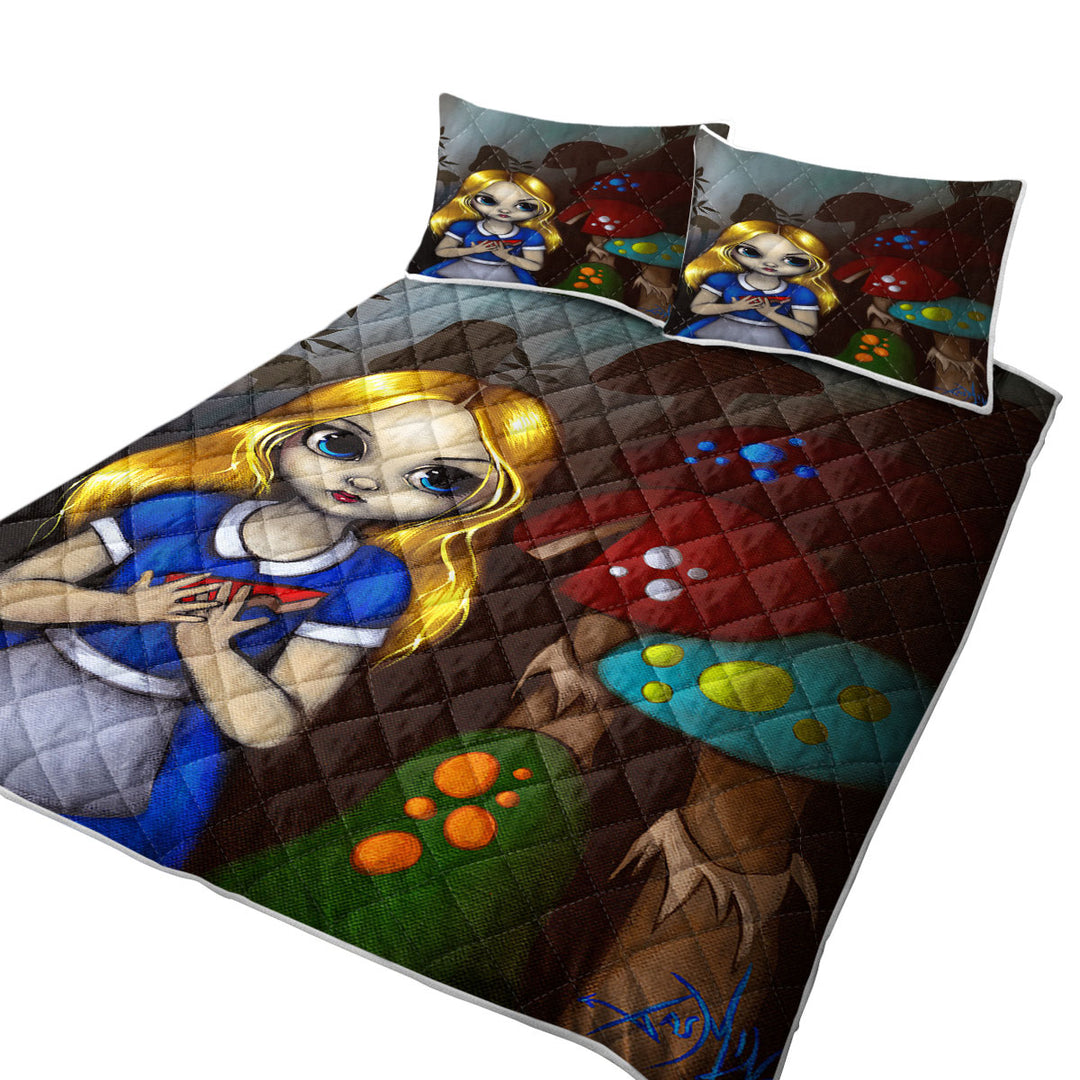 Alice and the Mushrooms King Size Bedspreads