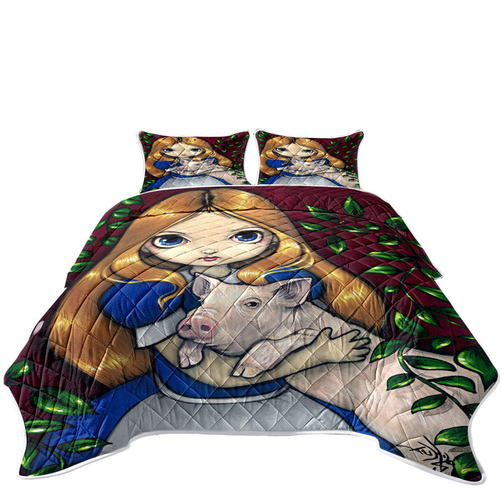 Alice and the Pig King Size Bedspreads