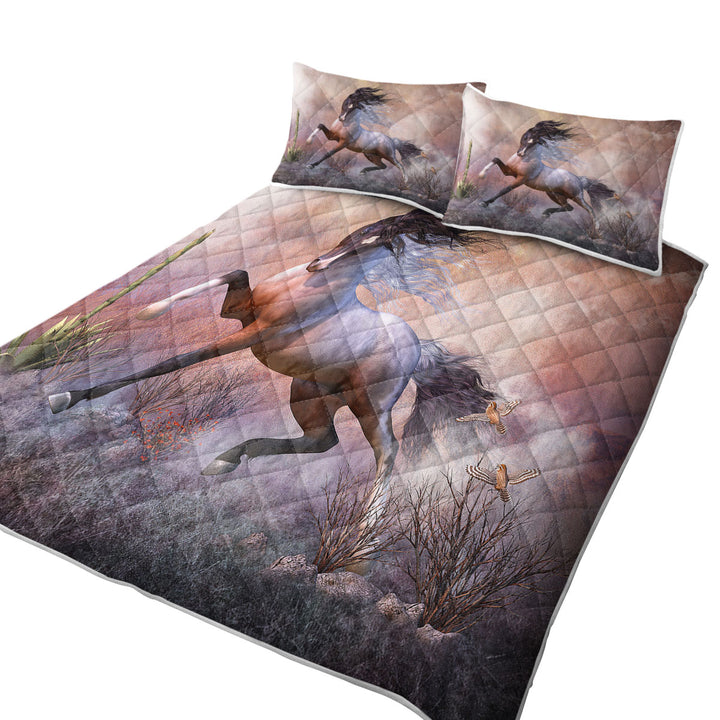 American Wild Spooked Horse California King Quilt Sets