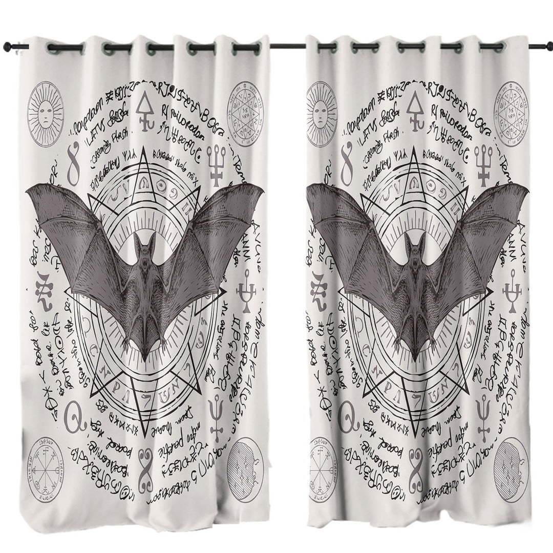 Ancient Demons Symbols Bat Curtain