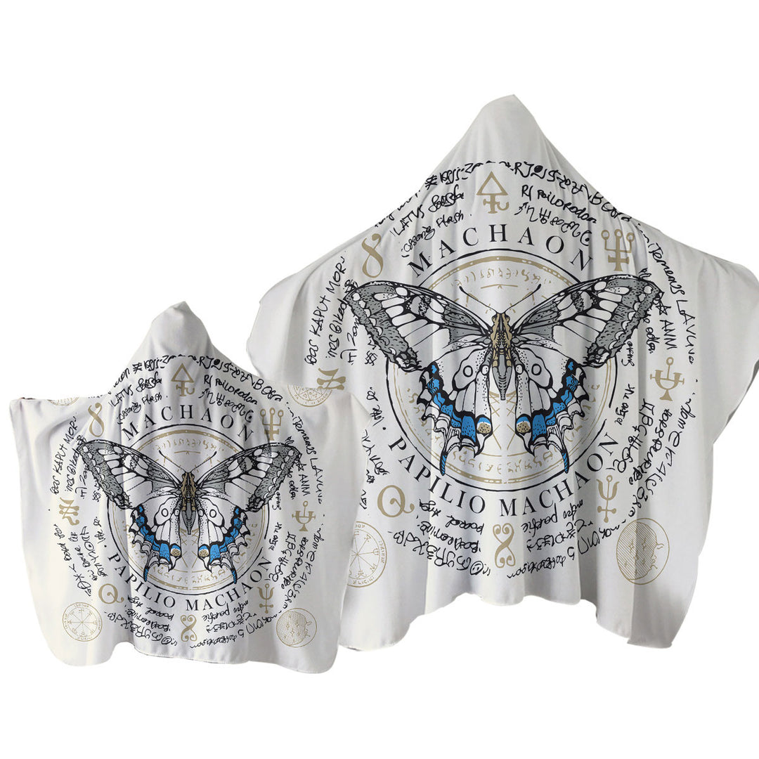 Ancient Symbols Papilio Machaon Butterfly Hooded Beach Towel
