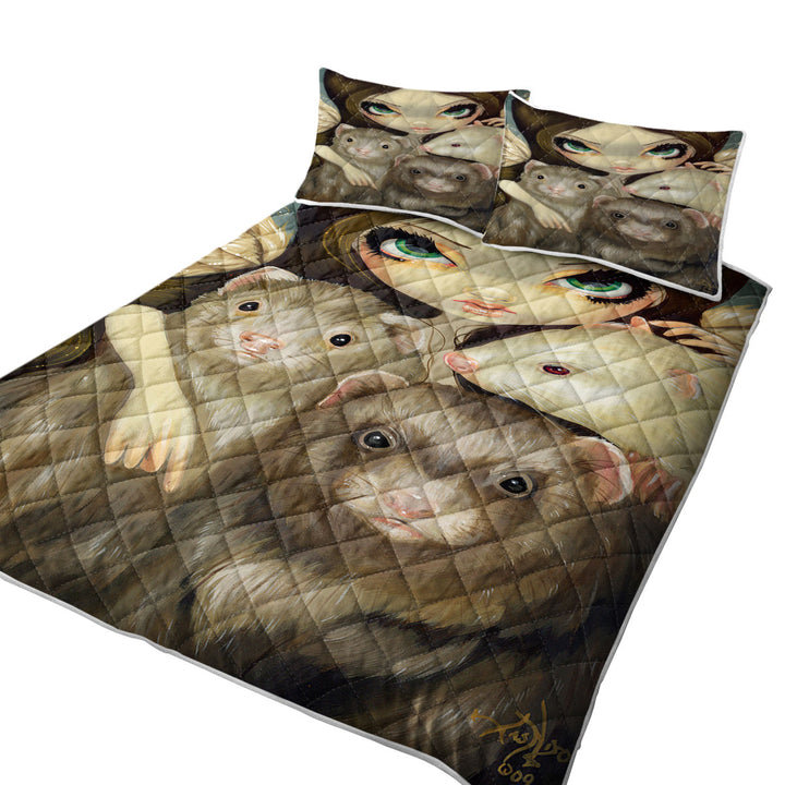 Angel with Ferrets Quilt