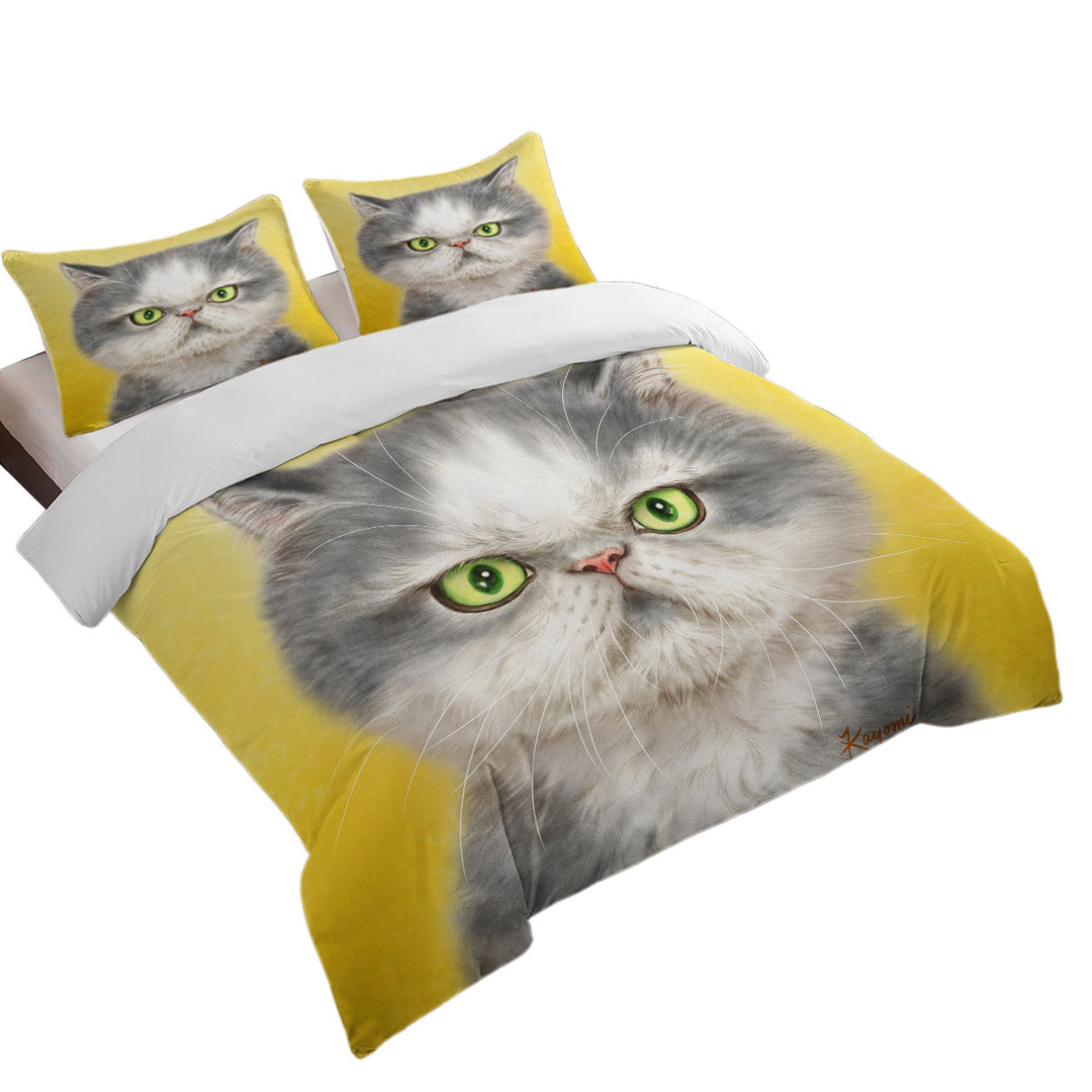Angry Grey Kitten Cats Art Drawings Oversized King Duvet Cover