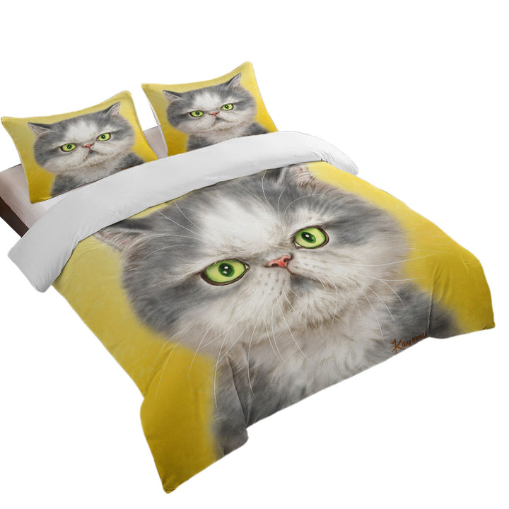 Angry Grey Kitten Cats Art Drawings Oversized King Duvet Cover