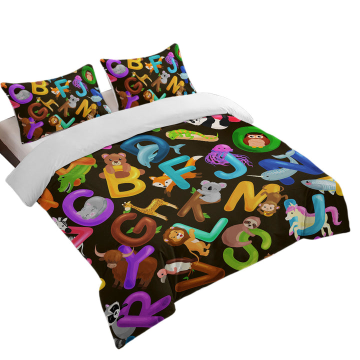 Animal Alphabet Mix for Kids Duvet Cover