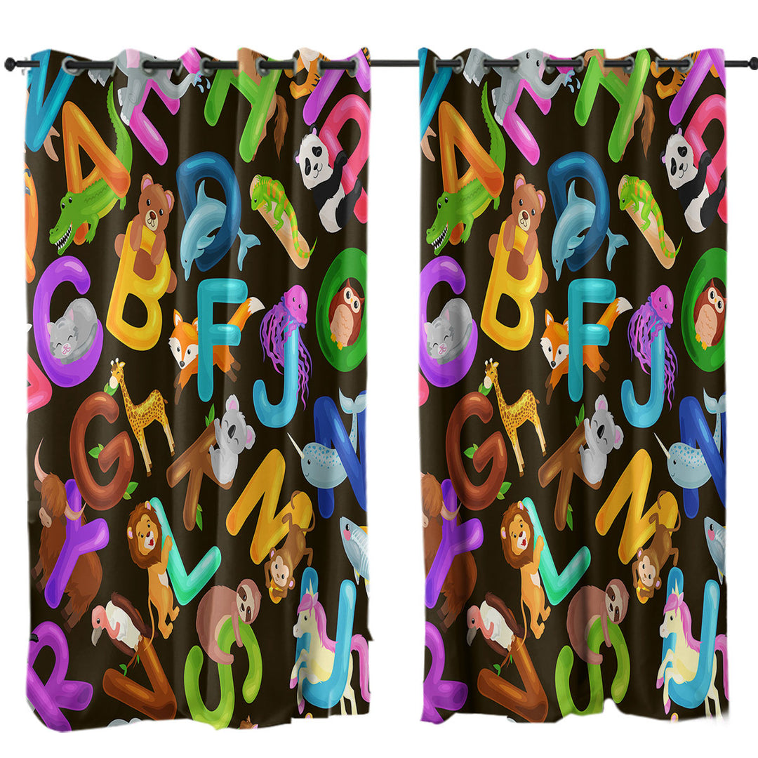 Animal Alphabet Mix for Kids Window Curtains
