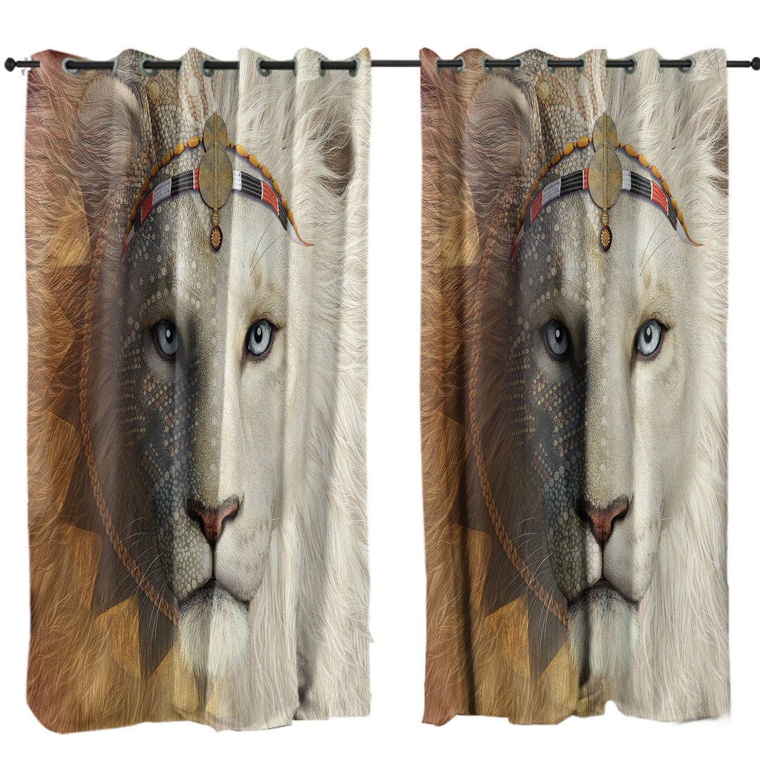 Animal Art Amari the White Lion Window Curtains