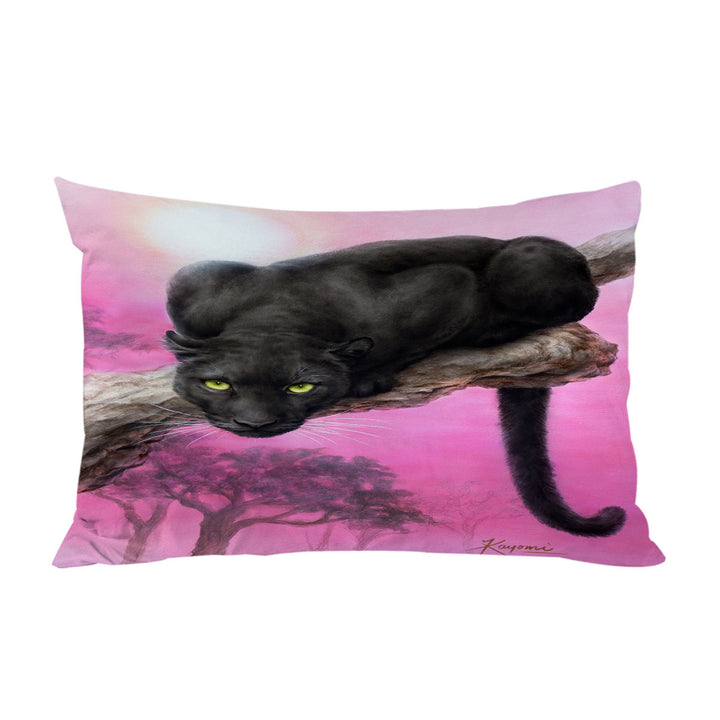 Animal Art Black Panther over Pink King Pillow Cases