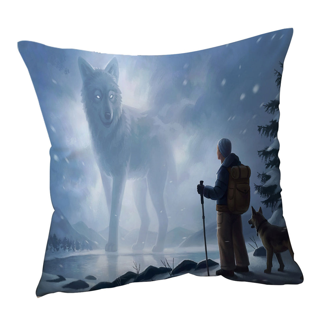 Animal Art Cushions The Visit Winter Wolf Soul