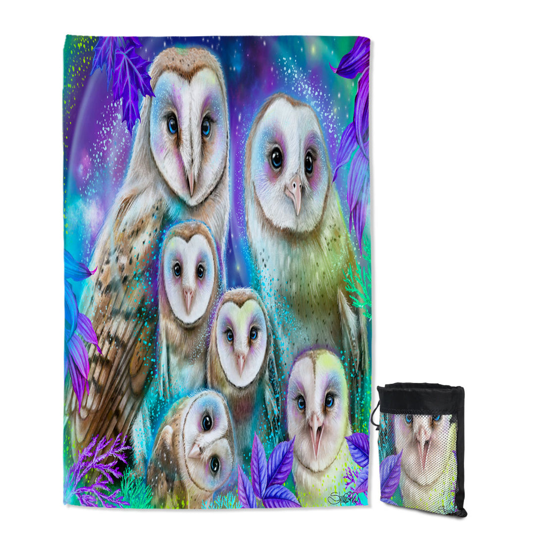 Animal Art Daydream Barn Owls Microfiber Towels For Travel