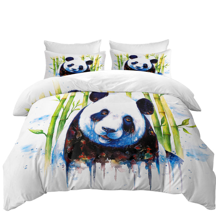 Animal Art Painting Bamboo Panda Duvet Cover