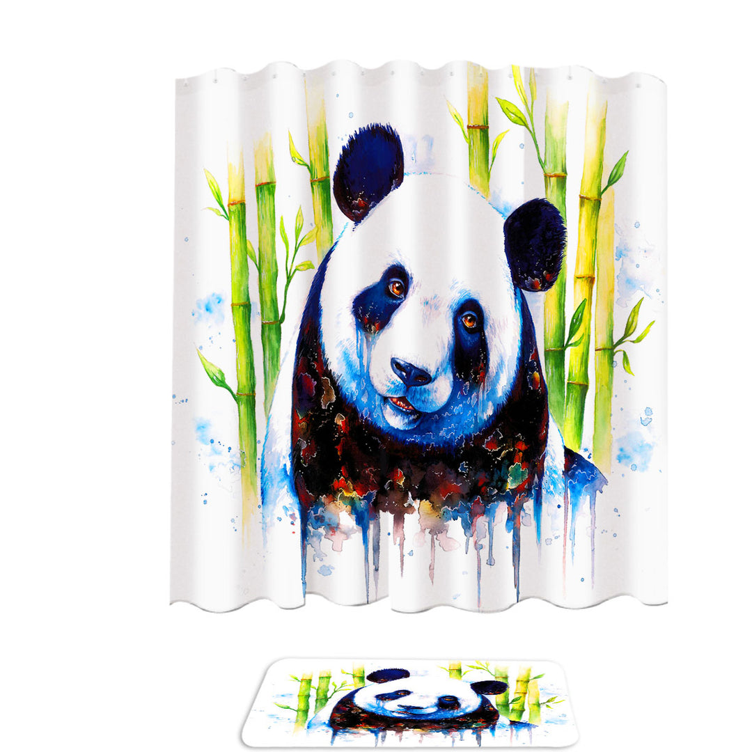 Animal Art Painting Bamboo Panda Shower Curtains Online