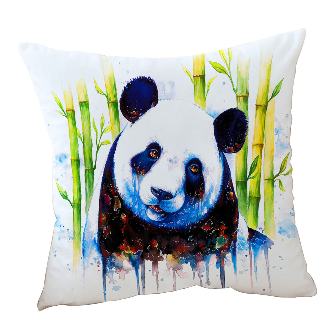 Animal Art Painting Bamboo Panda Throw Pillow