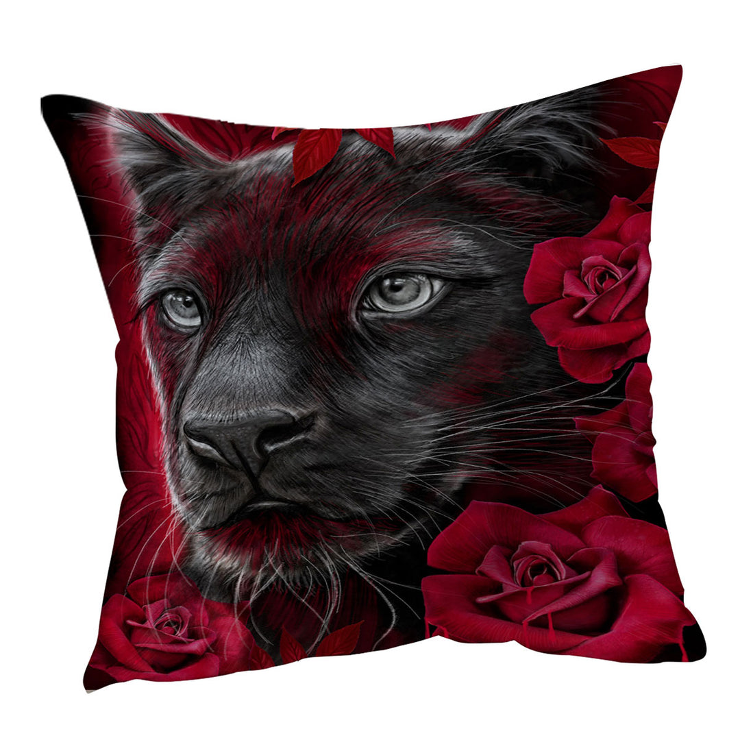 Animal Art Scarlet Rose Panther Cushion Covers