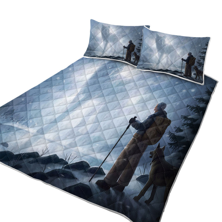Animal Art The Visit Winter Wolf Soul King Size Quilt