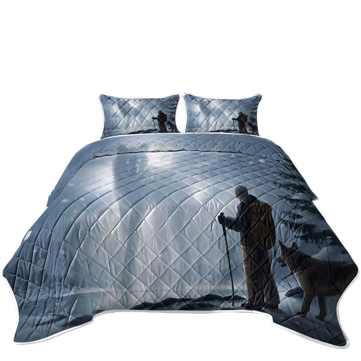 Animal Art The Visit Winter Wolf Soul Quilts for sale