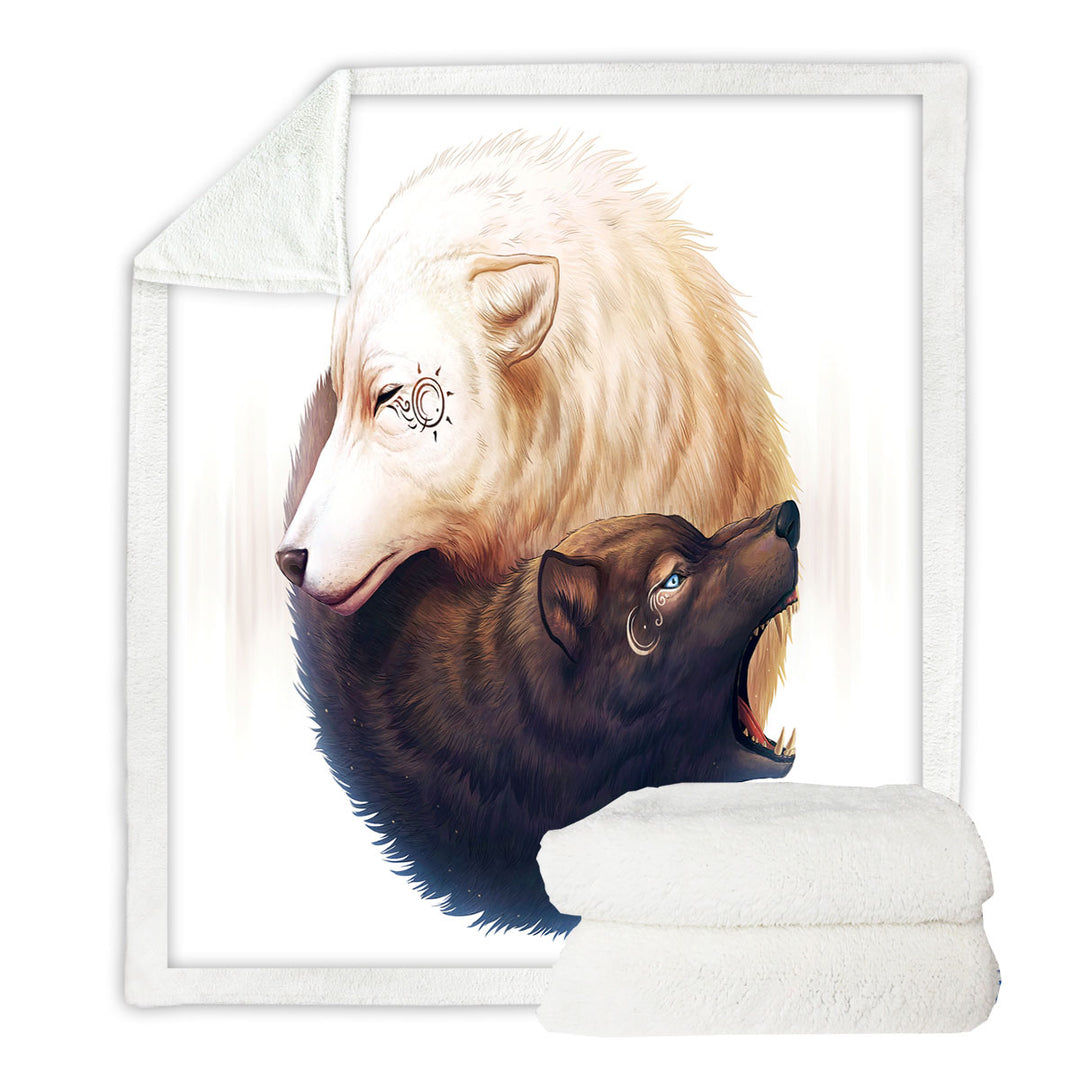 Animal Art Yin and Yang Wolves Throws for Men