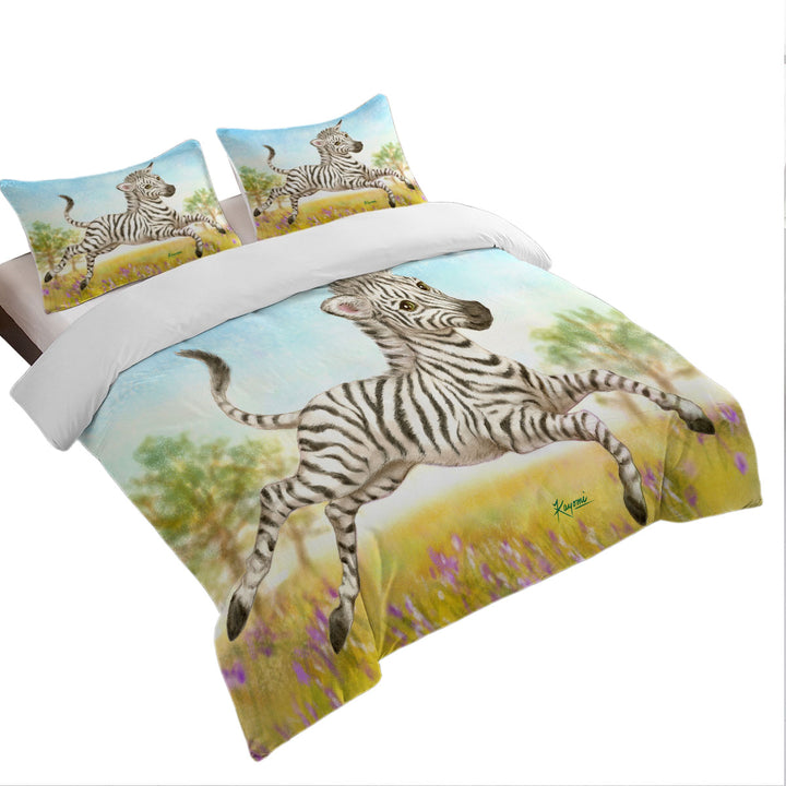 Animal Design for Kids Happy Little Zebra Quilt Cover