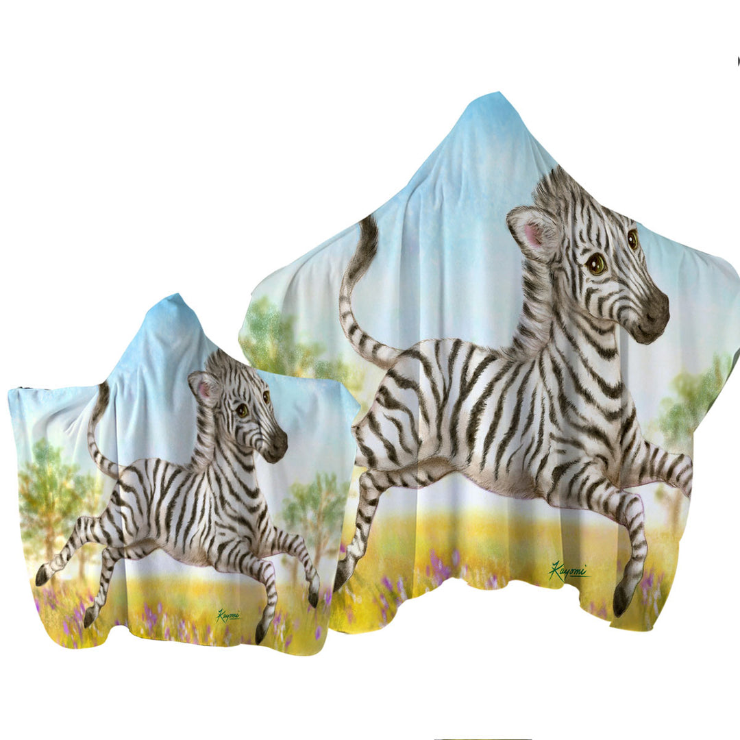 Animal Design for Kids Happy Little Zebra Towel with Hood