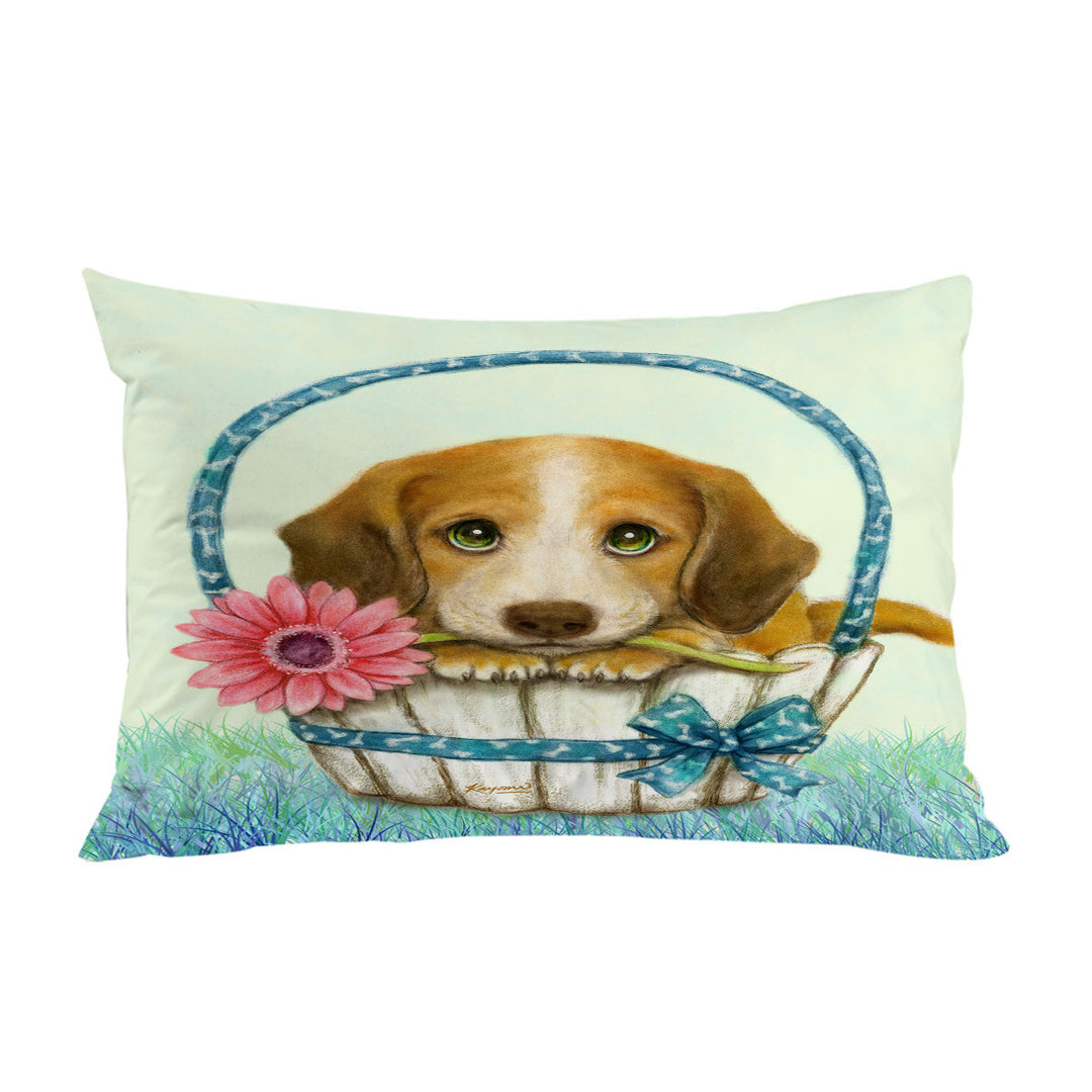 Animal Dogs Art Cute Dachshund in Basket King Pillow Cases