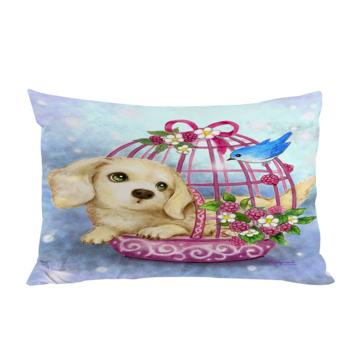 Animal Dogs Art Cute Dachshund in Bird Cage Pillow Cases