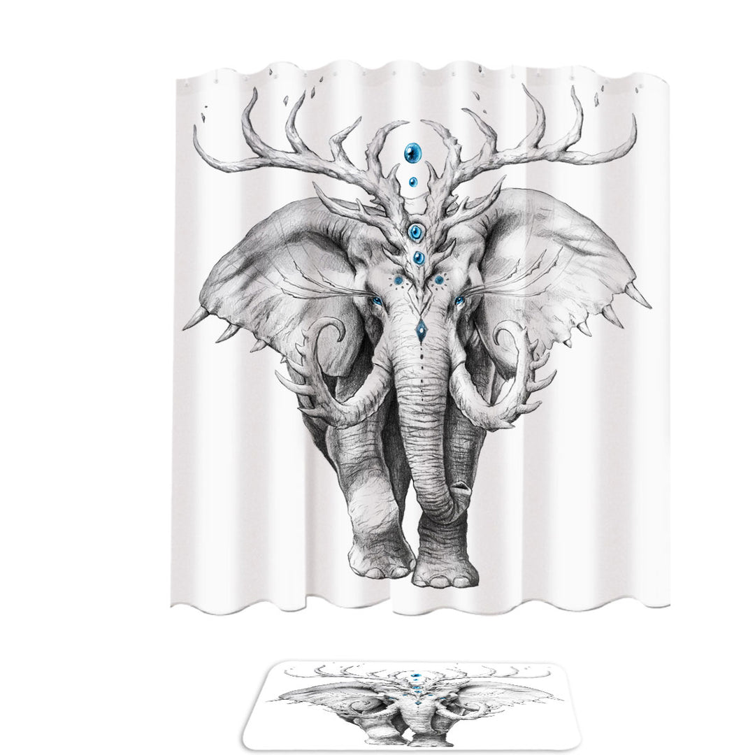 Animal Drawing Elephant Shower Curtain