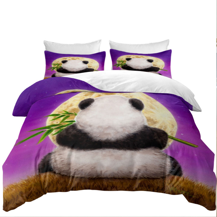 Animal Drawing Moon Panda Duvet Covers