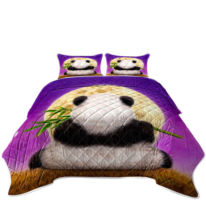 Animal Drawing Moon Panda Summer Quilt