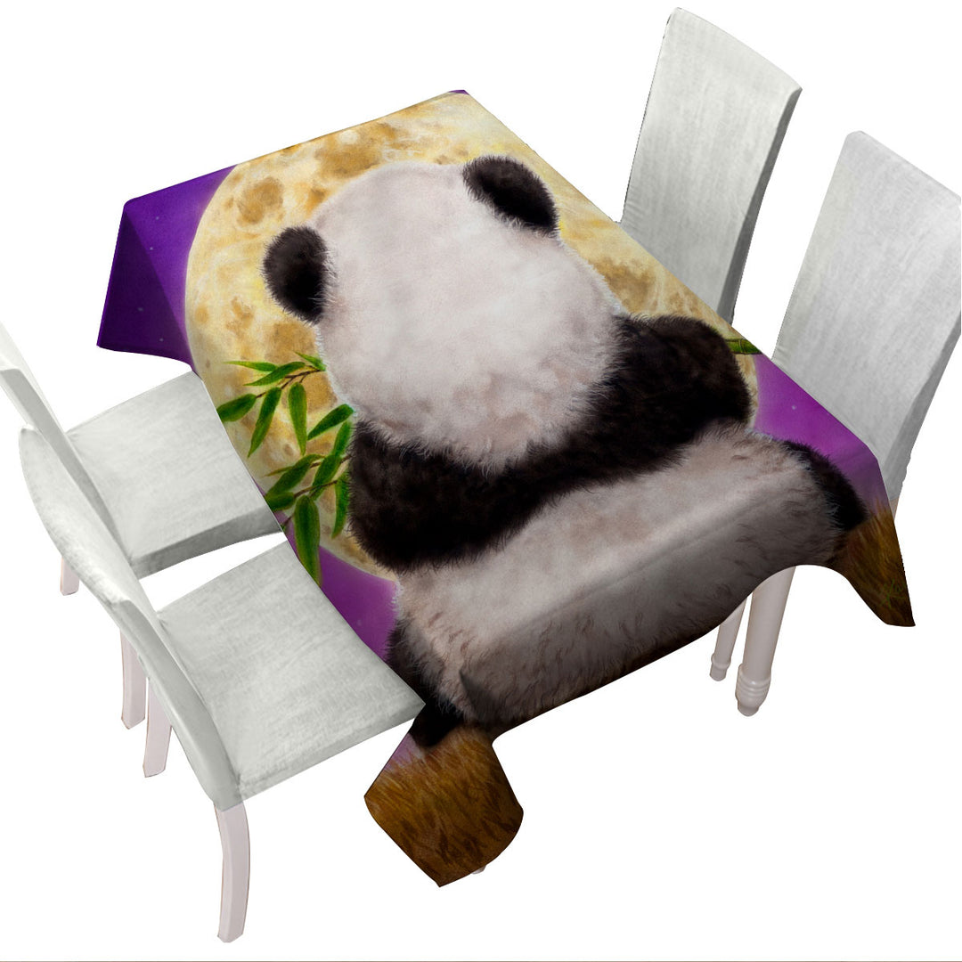 Animal Drawing Moon Panda Tablecloths