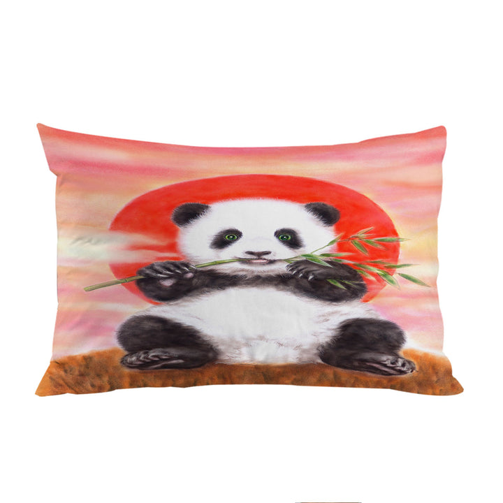 Animal Drawing Sun Dawn Panda King Pillow Cases
