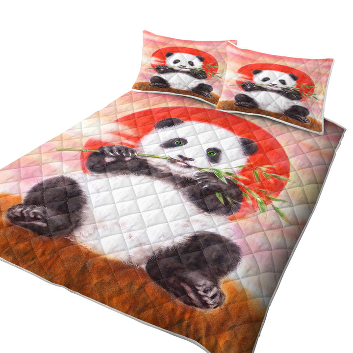 Animal Drawing Sun Dawn Panda Quilt