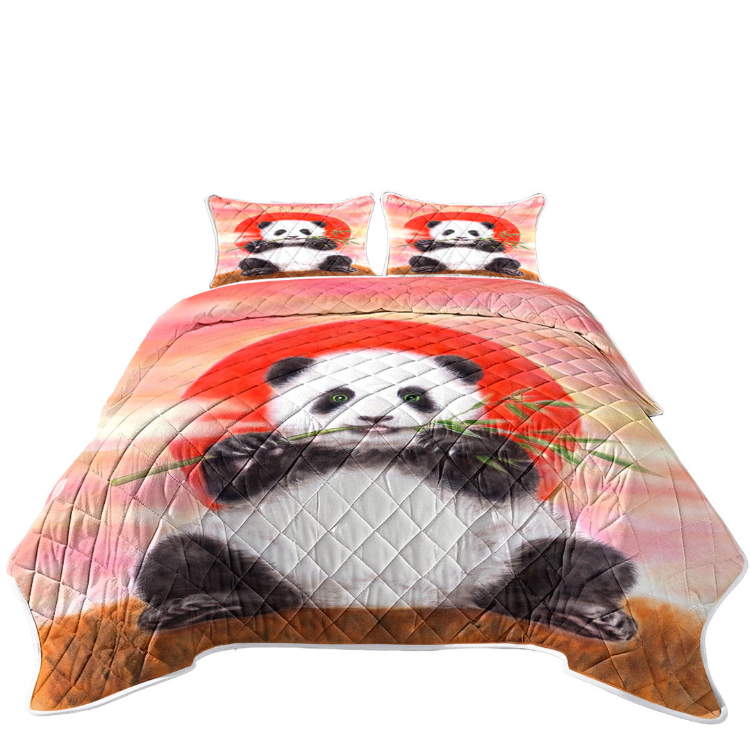 Animal Drawing Sun Dawn Panda Twin Quilt