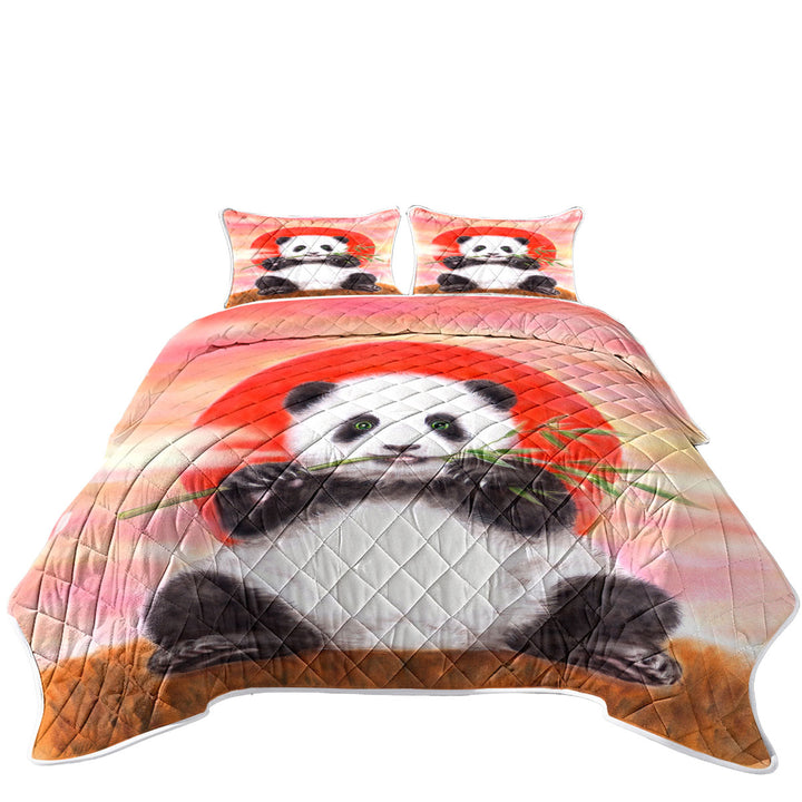Animal Drawing Sun Dawn Panda Twin Quilt