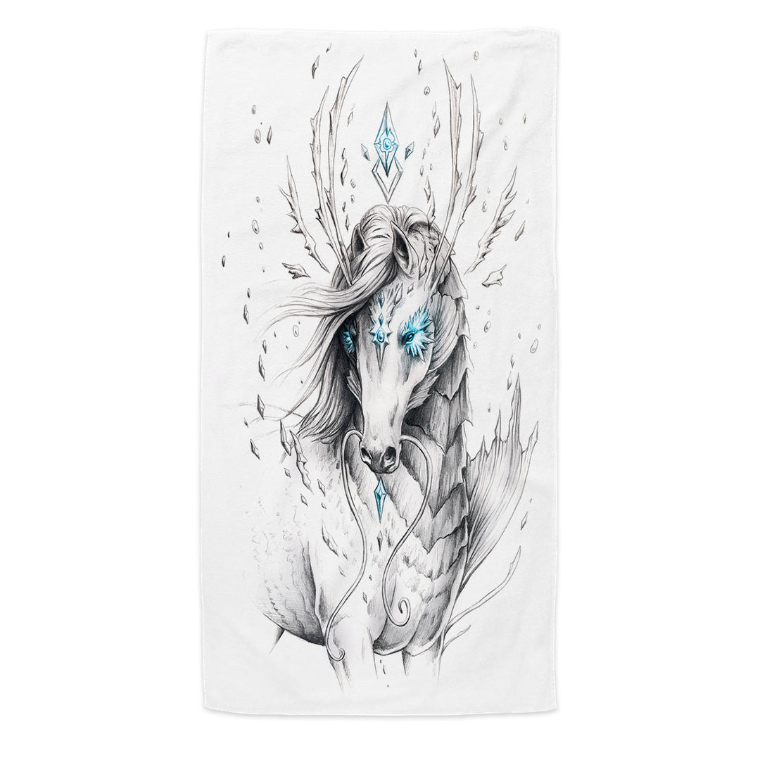 Animal Drawings Royal Sea Horse Microfiber Beach Towel