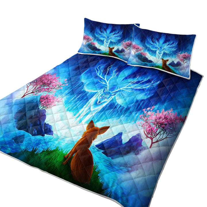 Animal Fantasy Art Wisdom Lake Fox King Size Quilt Sets