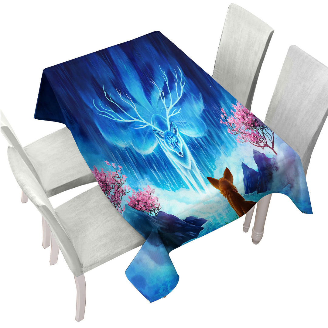 Animal Fantasy Art Wisdom Lake Fox Table Cover
