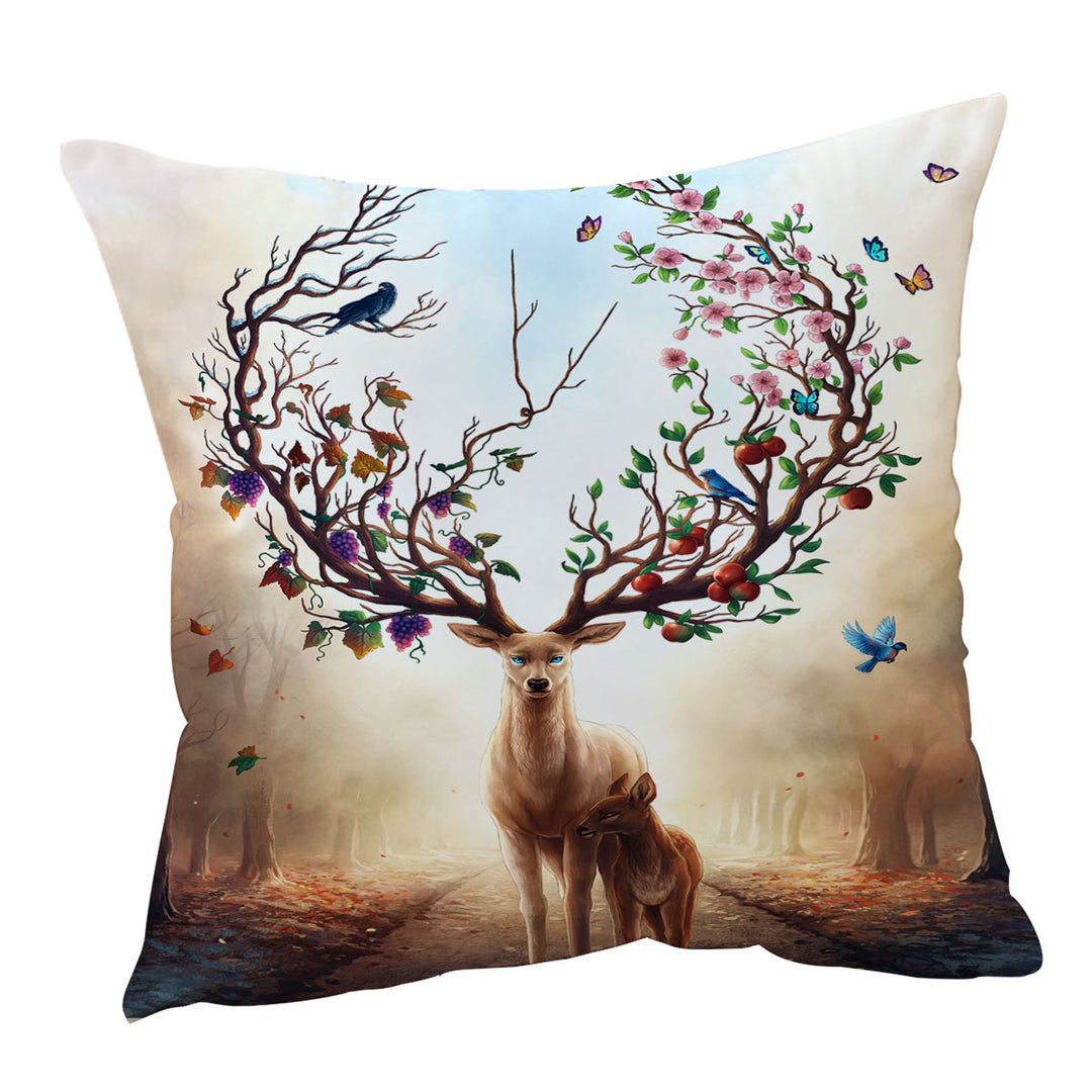 Animal Painting Cushion Covers Seasons Change Deer