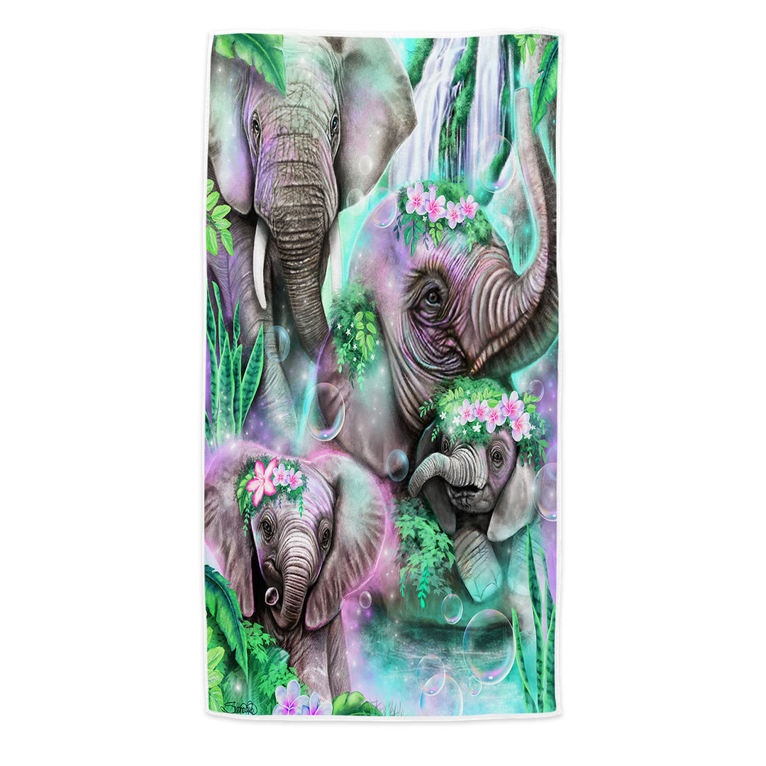 Animal Painting Day Dream Elephants Microfibre Beach Towels