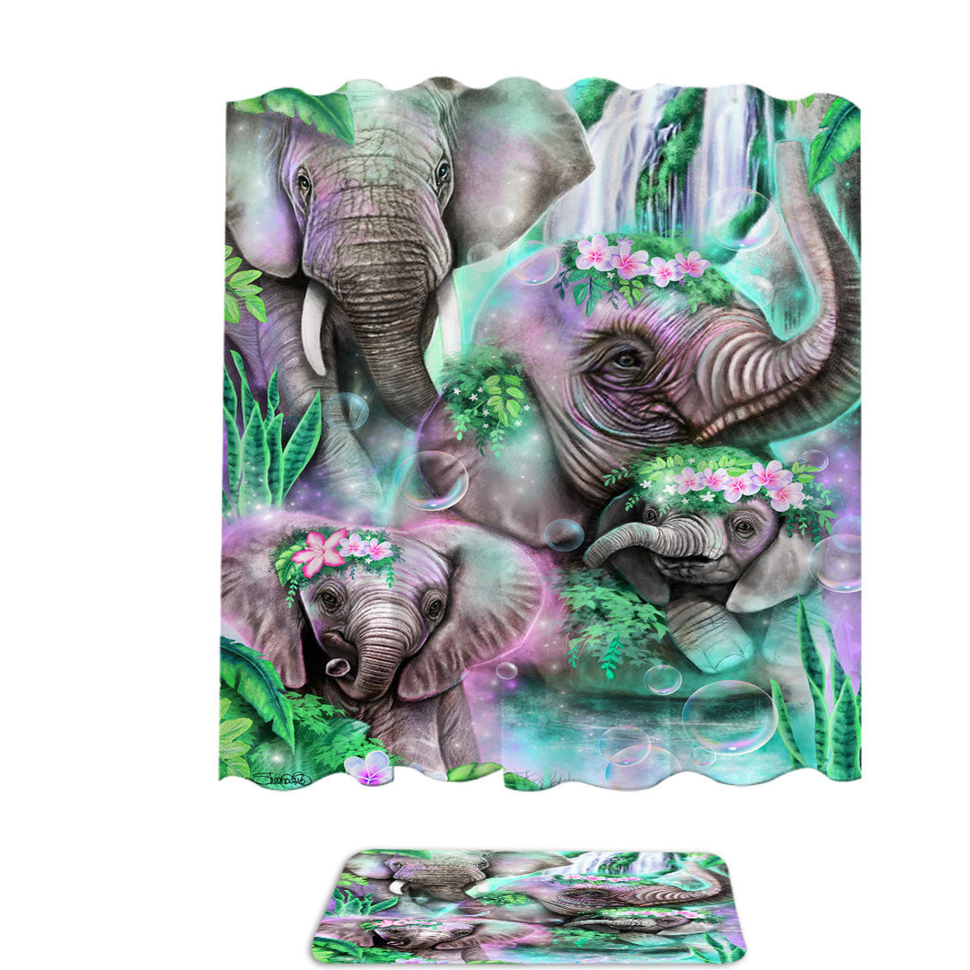 Animal Painting Day Dream Elephants Shower Curtain